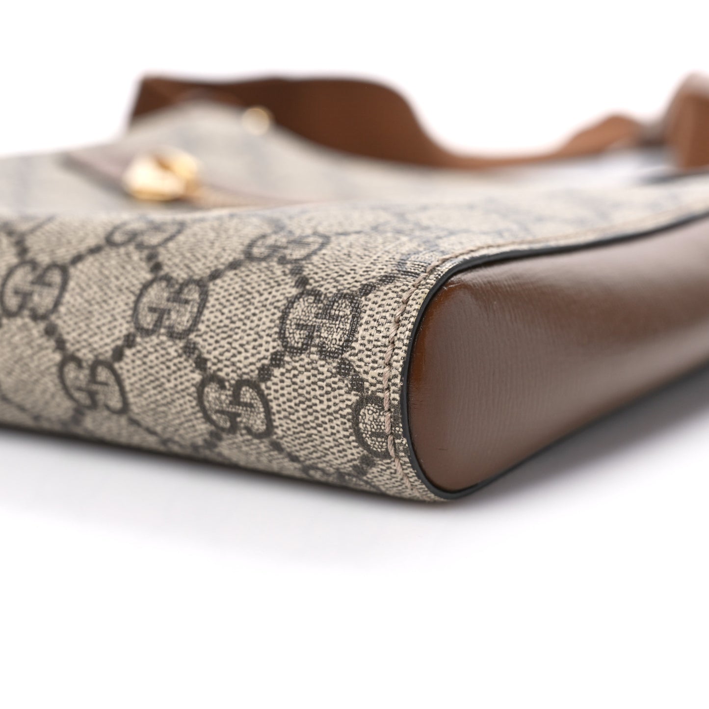 GG Supreme Monogram Azalea Calfskin Retro Interlocking G Flat Messenger Bag Beige Ebony Brown Sugar