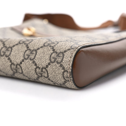 Gucci GG Supreme Monogram Azalea Calfskin Retro Interlocking G Flat Messenger Bag Beige Ebony Brown Sugar 8 of 9