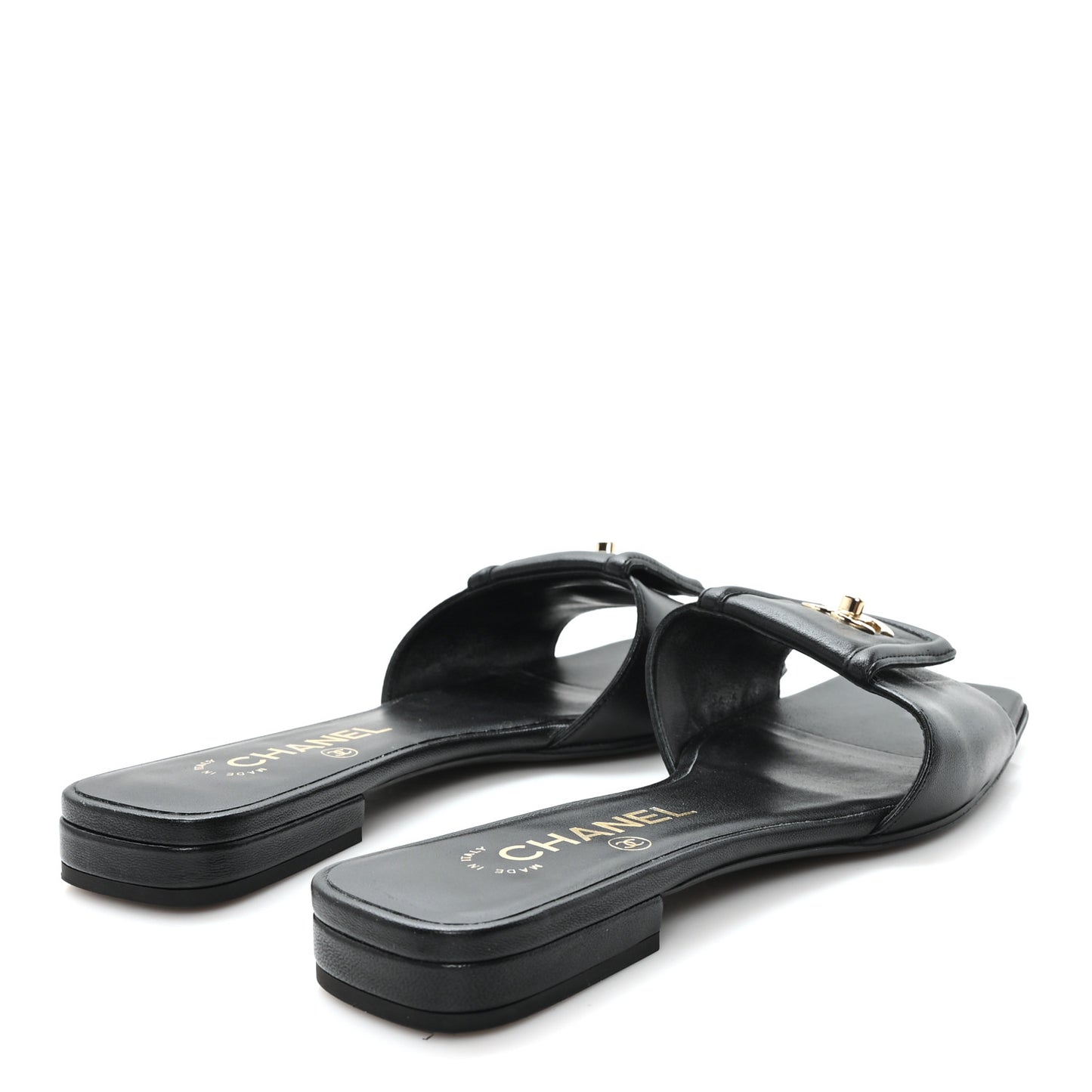 Lambskin CC Turnlock Mules 36.5 Black