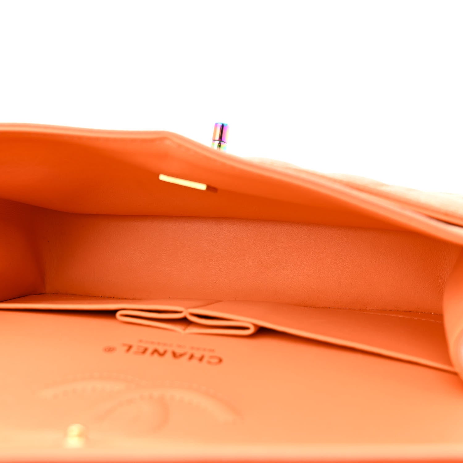 Chanel Caviar Quilted Rainbow CC Small Double Flap Orange 5 of 13