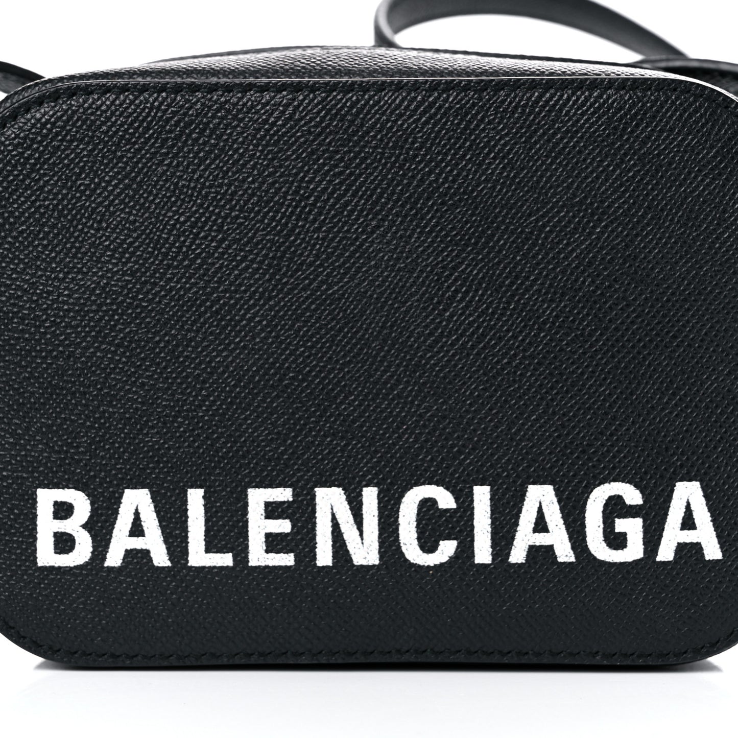 Signature Grained Calfskin Logo XS Ville Camera Bag Black White