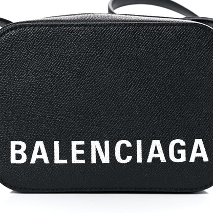 Balenciaga Signature Grained Calfskin Logo XS Ville Camera Bag Black White 10 of 10