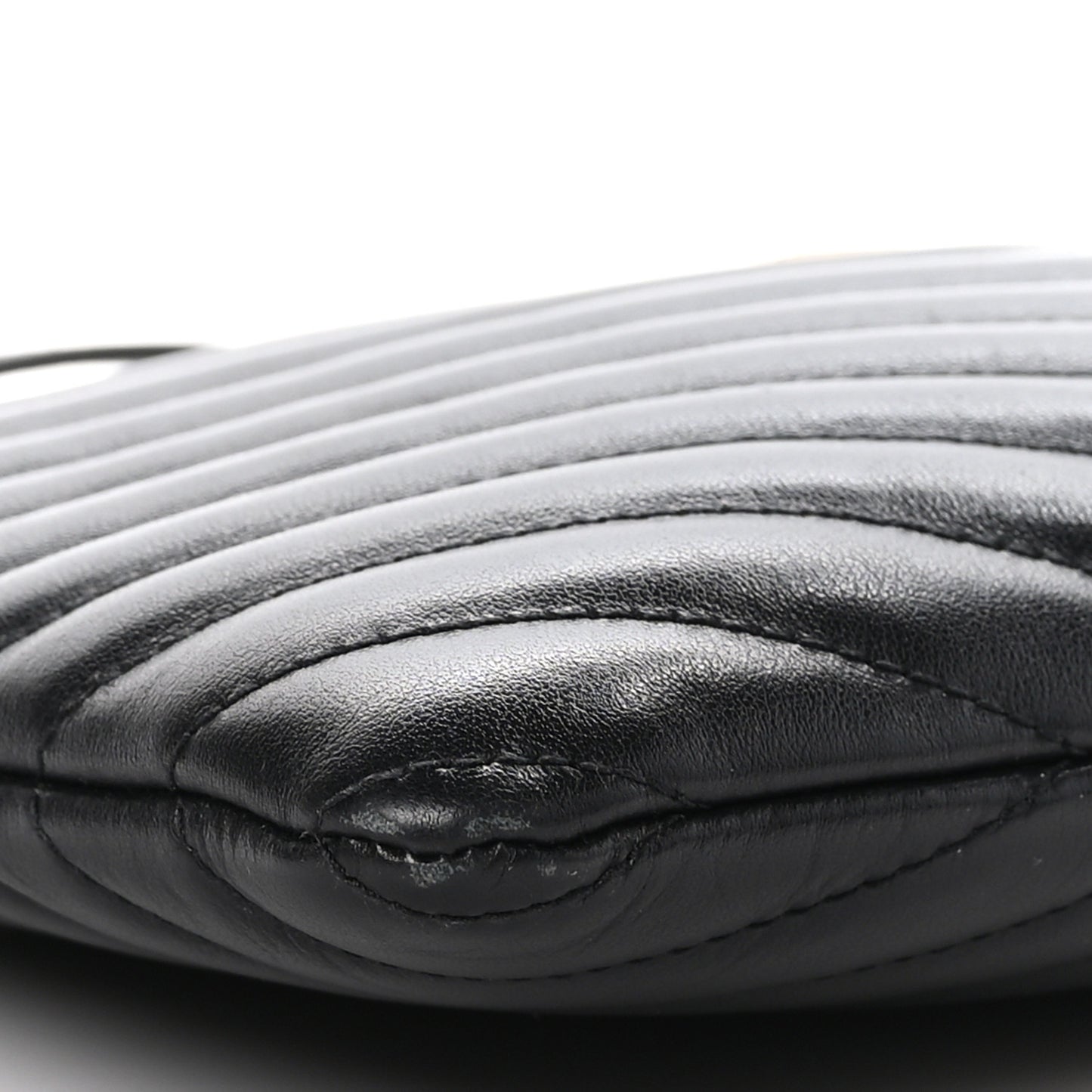 Calfskin Matelasse Chevron Monogram A5 Wristlet Black