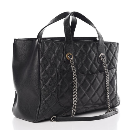 Chanel Metallic Grained Calfskin Quilted Large Casual Pocket Tote Black 3 of 12