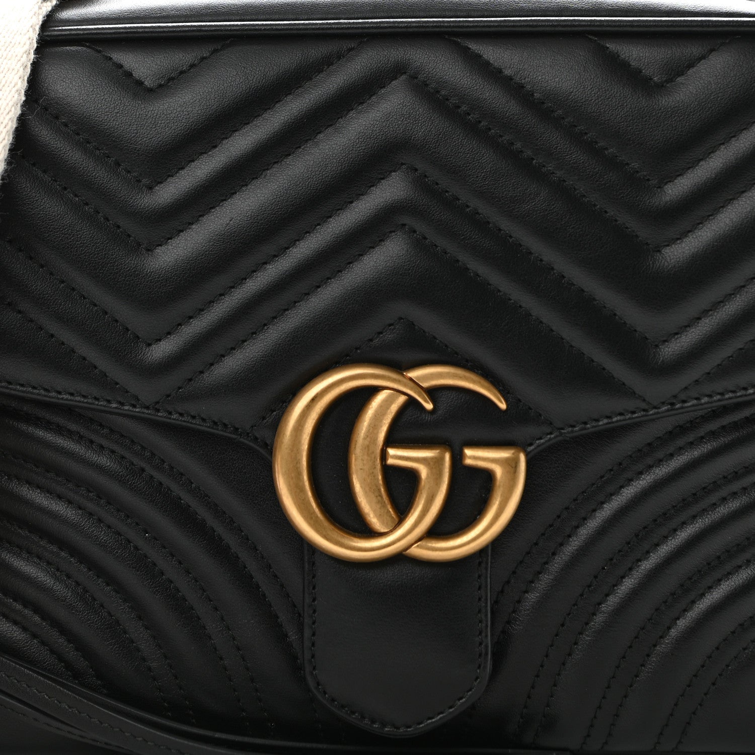 Gucci Calfskin Matelasse Sylvie Web Small GG Marmont Top Handle Shoulder Bag Black 8 of 10