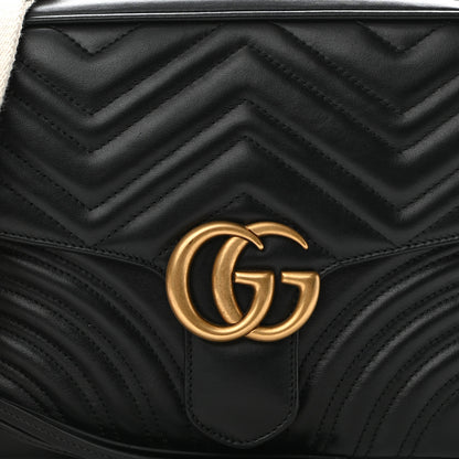 Gucci Calfskin Matelasse Sylvie Web Small GG Marmont Top Handle Shoulder Bag Black 8 of 10