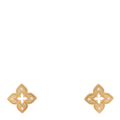 Roberto Coin 18K Yellow Gold Diamond Petite Venetian Princess Open Flower Stud Earrings 1 of 4