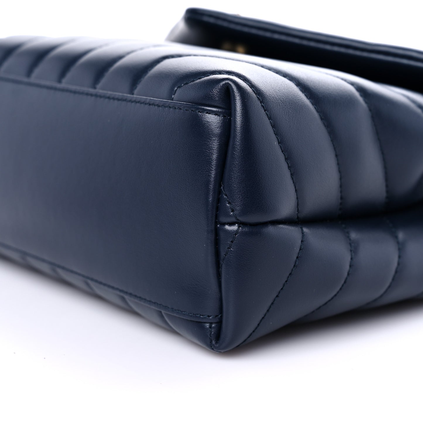 Calfskin Y Quilted Monogram Small Loulou Chain Satchel Denim Brut
