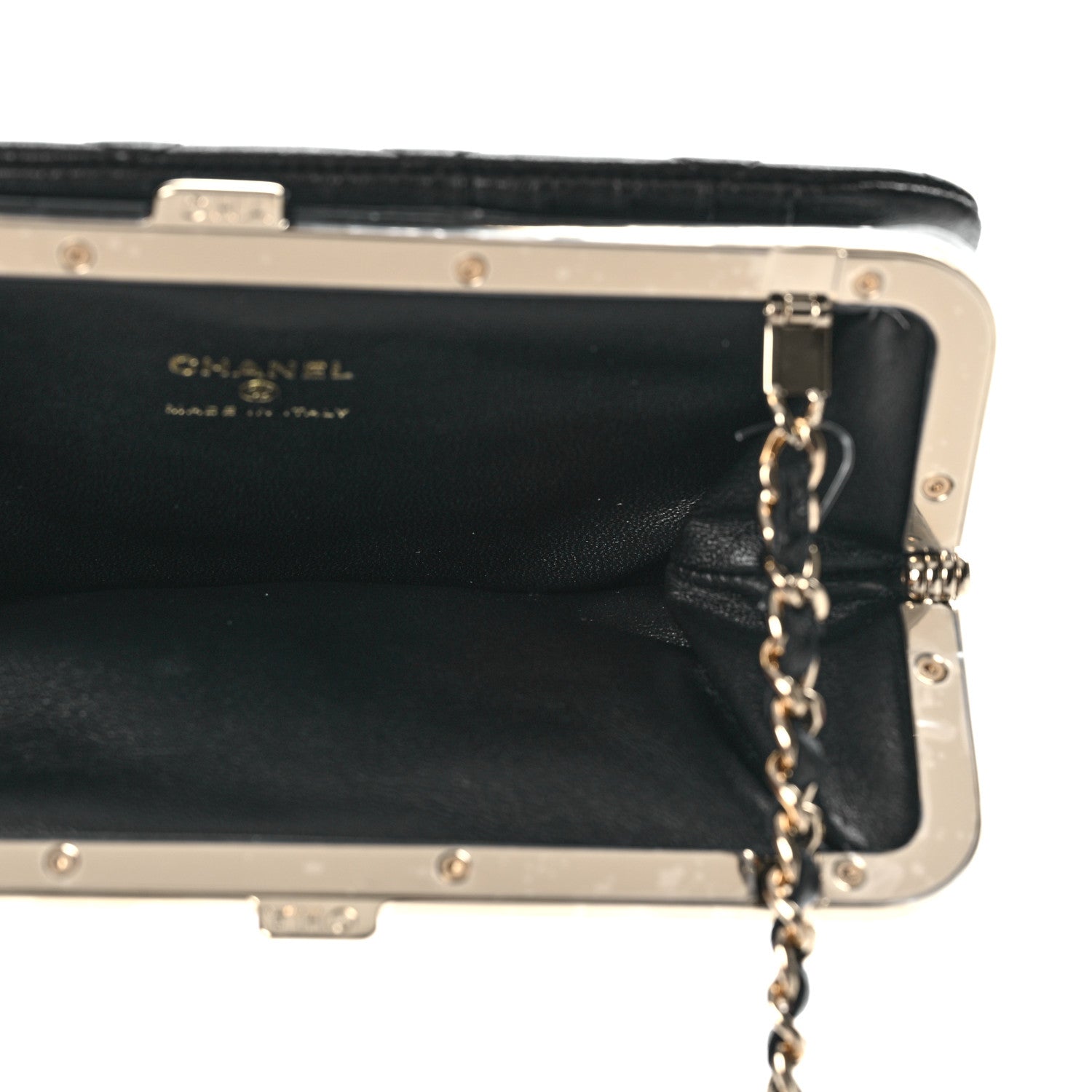 Chanel Lambskin Quilted Frame Clutch With Chain Black 5 of 11