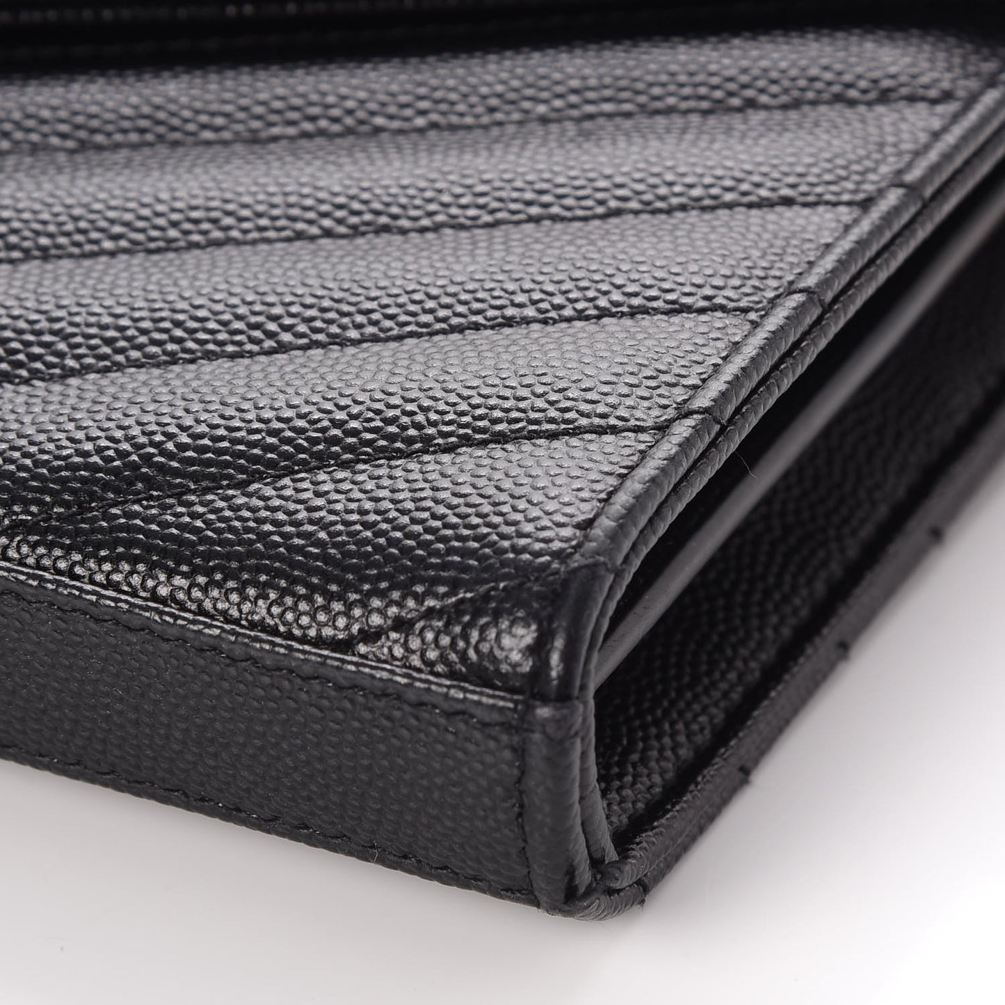 Grain De Poudre Matelasse Chevron Monogram Chain Wallet Black