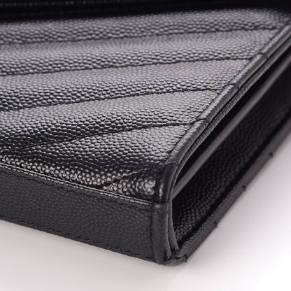 Saint Laurent Grain De Poudre Matelasse Chevron Monogram Chain Wallet Black 10 of 10