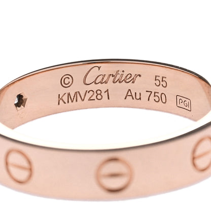 Cartier 18K Pink Gold Diamond 4mm LOVE Wedding Band Ring 55 7.25 4 of 5