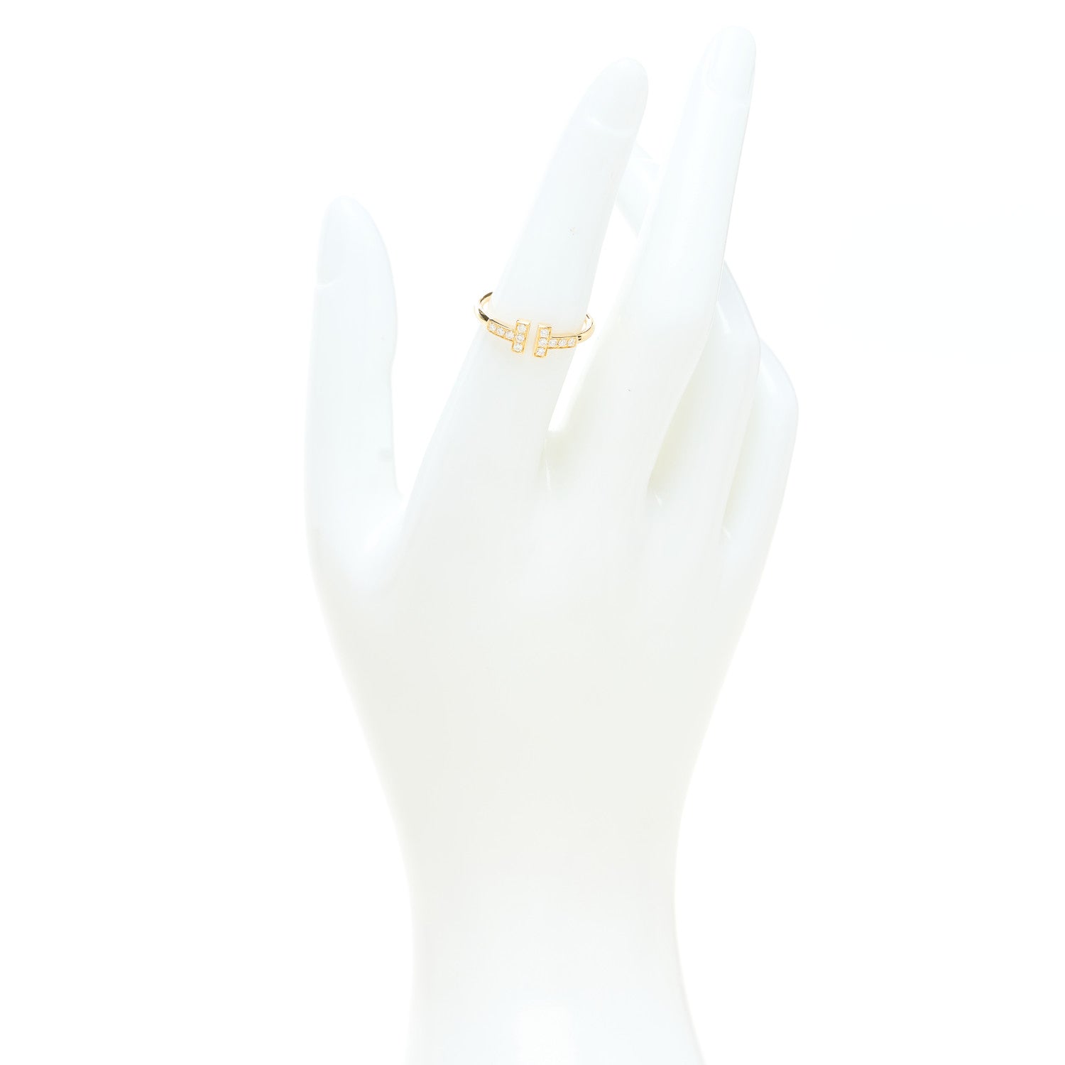 Tiffany 18K Yellow Gold Diamond T Wire Ring 52 6 2 of 5