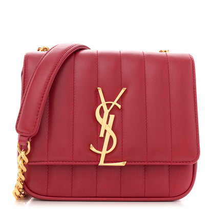 Saint Laurent Lambskin Matelasse Monogram Small Vicky Chain Bag Red 1 of 12