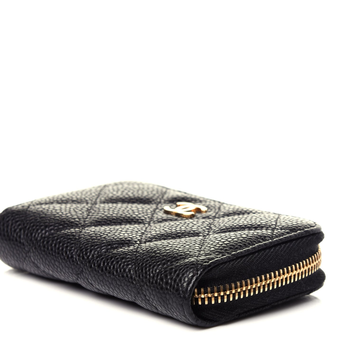 Caviar Quilted Zip Coin Purse Black