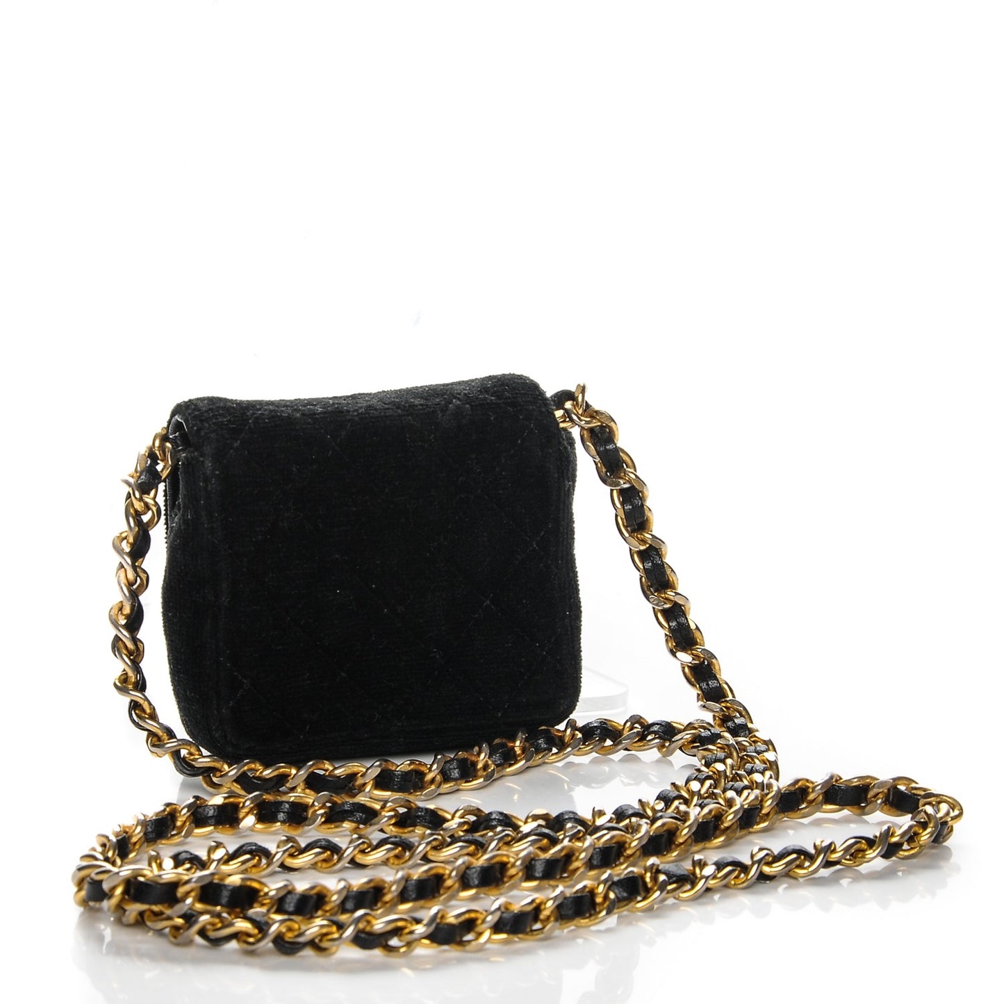 Velvet Quilted Micro Mini Flap Black