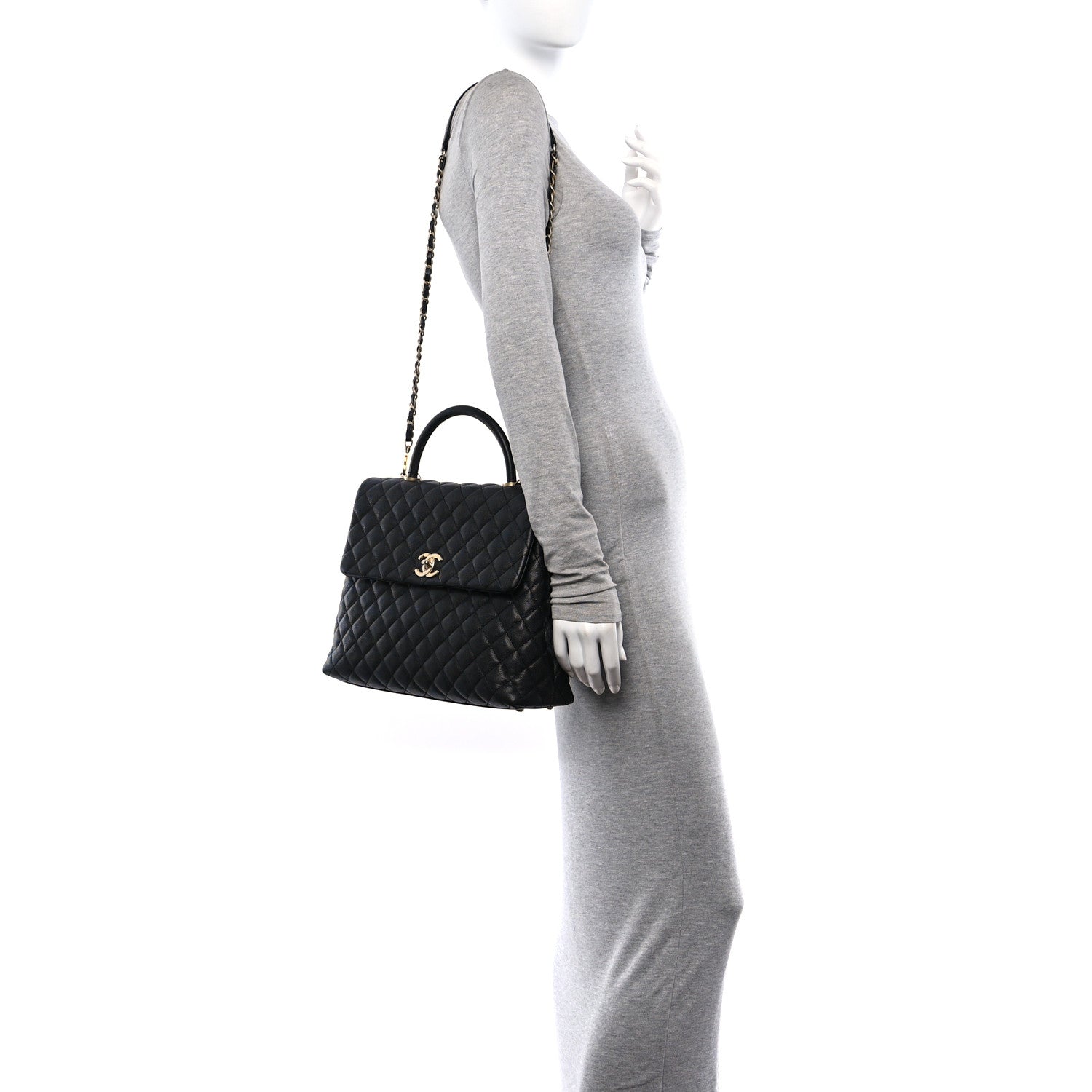 Chanel Caviar Quilted Large Coco Handle Flap Black 2 of 11