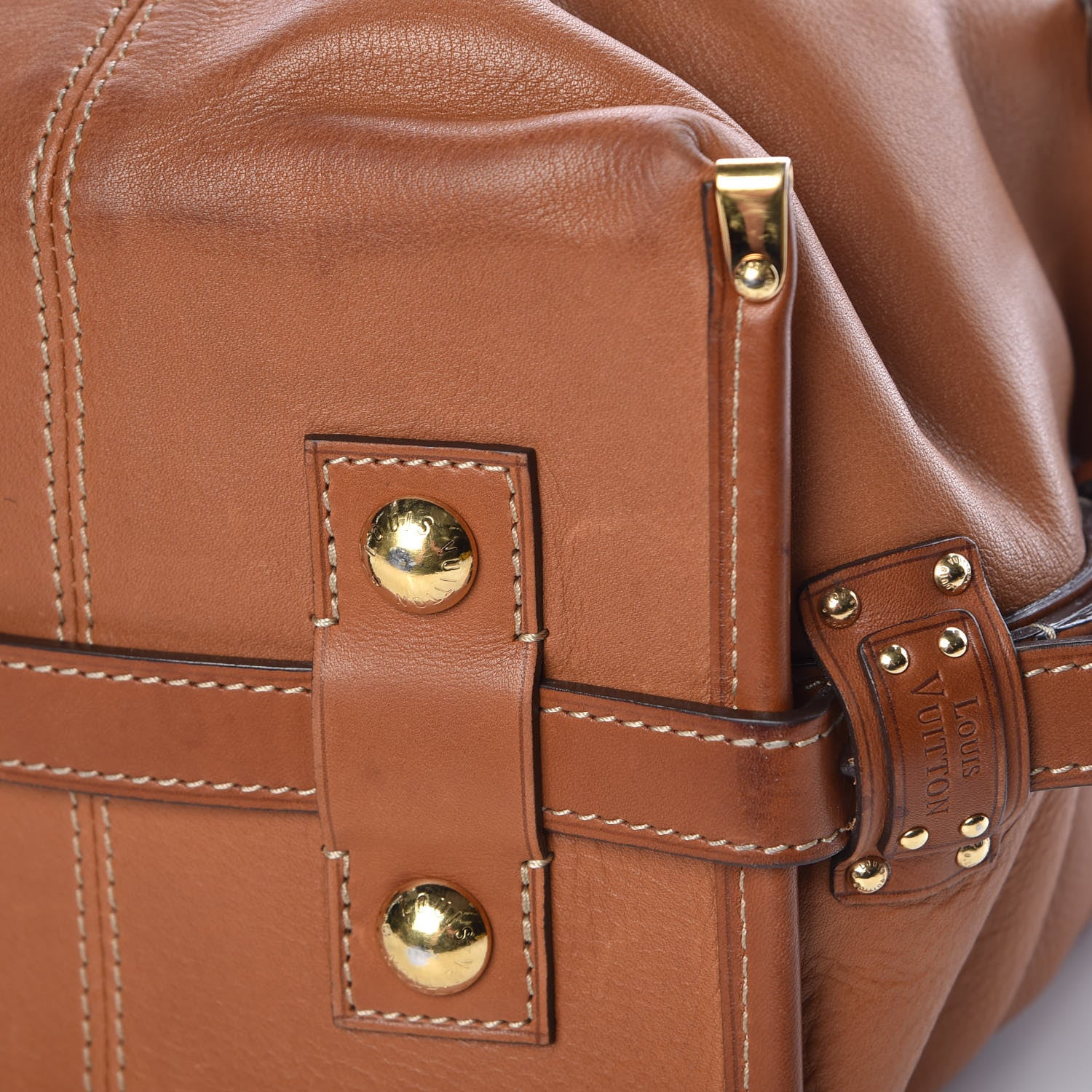 Louis Vuitton Calfskin Sac Louis Cognac 10 of 12