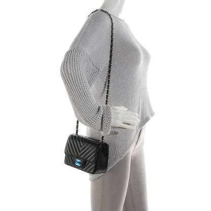 Chanel Lambskin Chevron Quilted Mini Square Flap Black 2 of 8