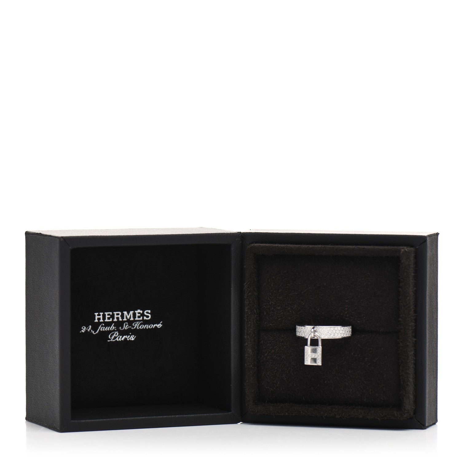 Hermes 18K White Gold Diamond MM Kelly Clochette Ring 51 5.75 5 of 5