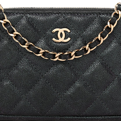 Chanel Iridescent Caviar Quilted Small Clutch With Chain Black 11 of 14