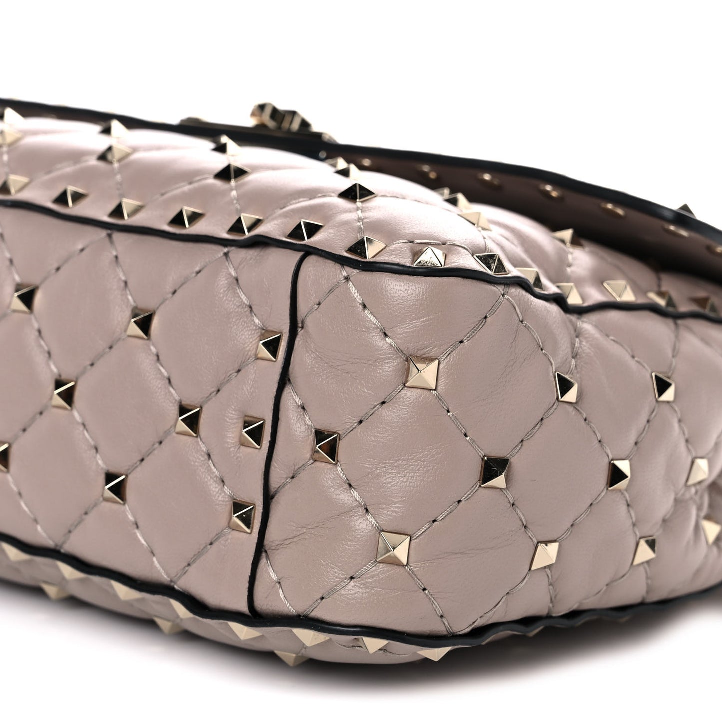 Lambskin Medium Rockstud Spike Shoulder Bag Poudre