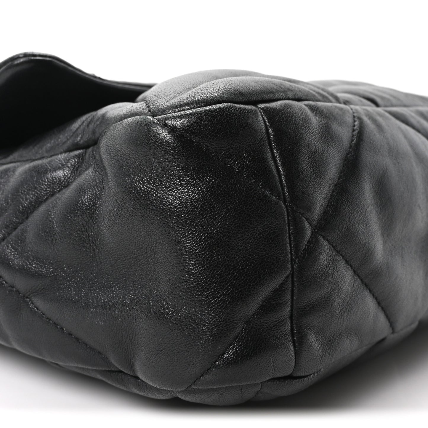 Lambskin Quilted Large Chanel 19 Flap Black Black