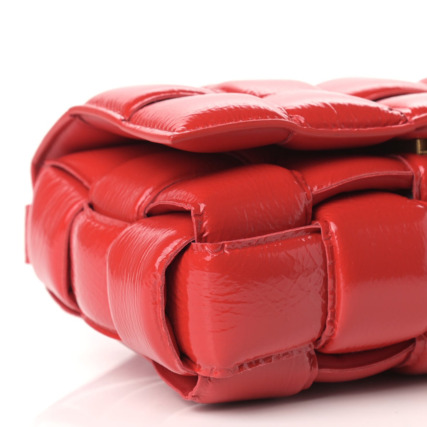 Textured Deerskin Maxi Intrecciato Padded Cassette Crossbody Bag Chili