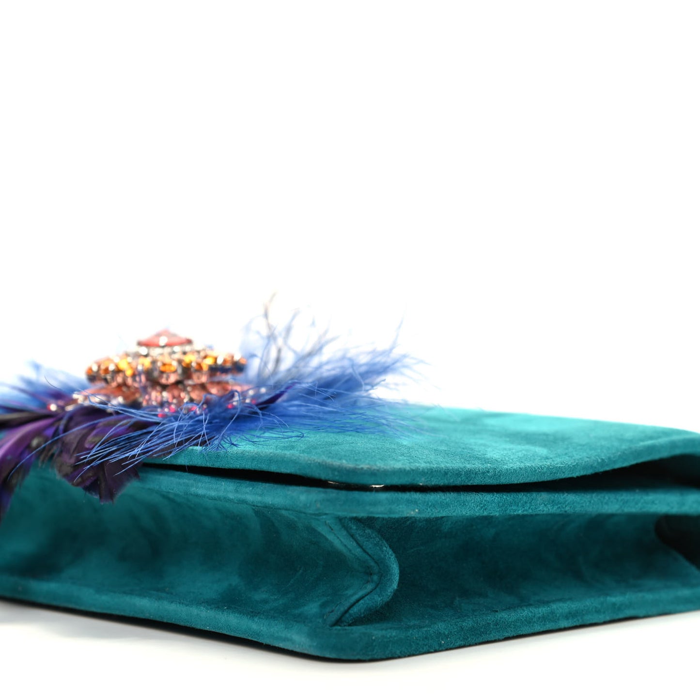Camoscio Crystal Feather Embellished Wallet On Chain Ottanio