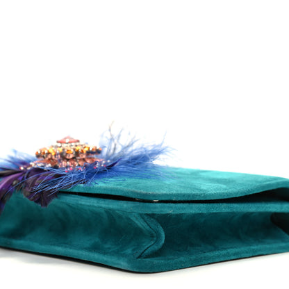 Miu Miu Camoscio Crystal Feather Embellished Wallet On Chain Ottanio 7 of 8