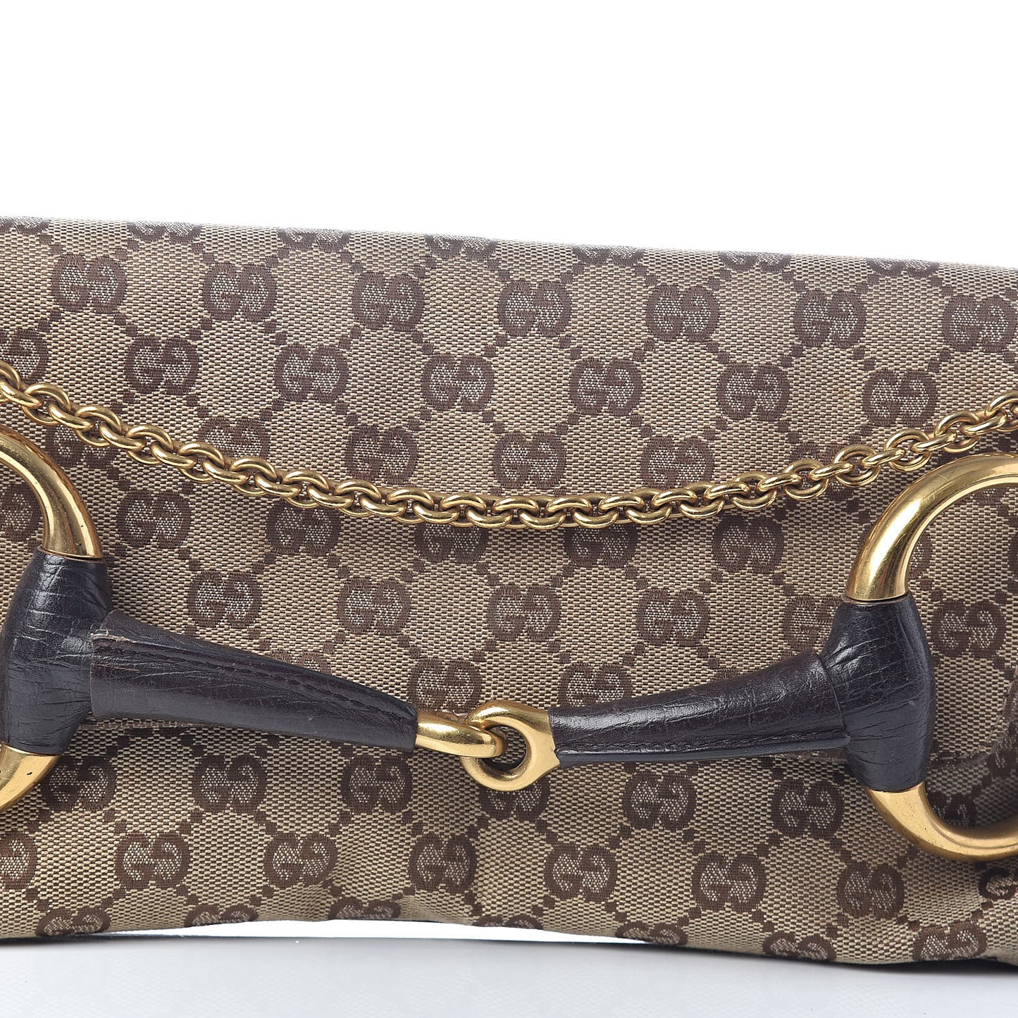 Monogram Studded Horsebit Clutch Dark Brown