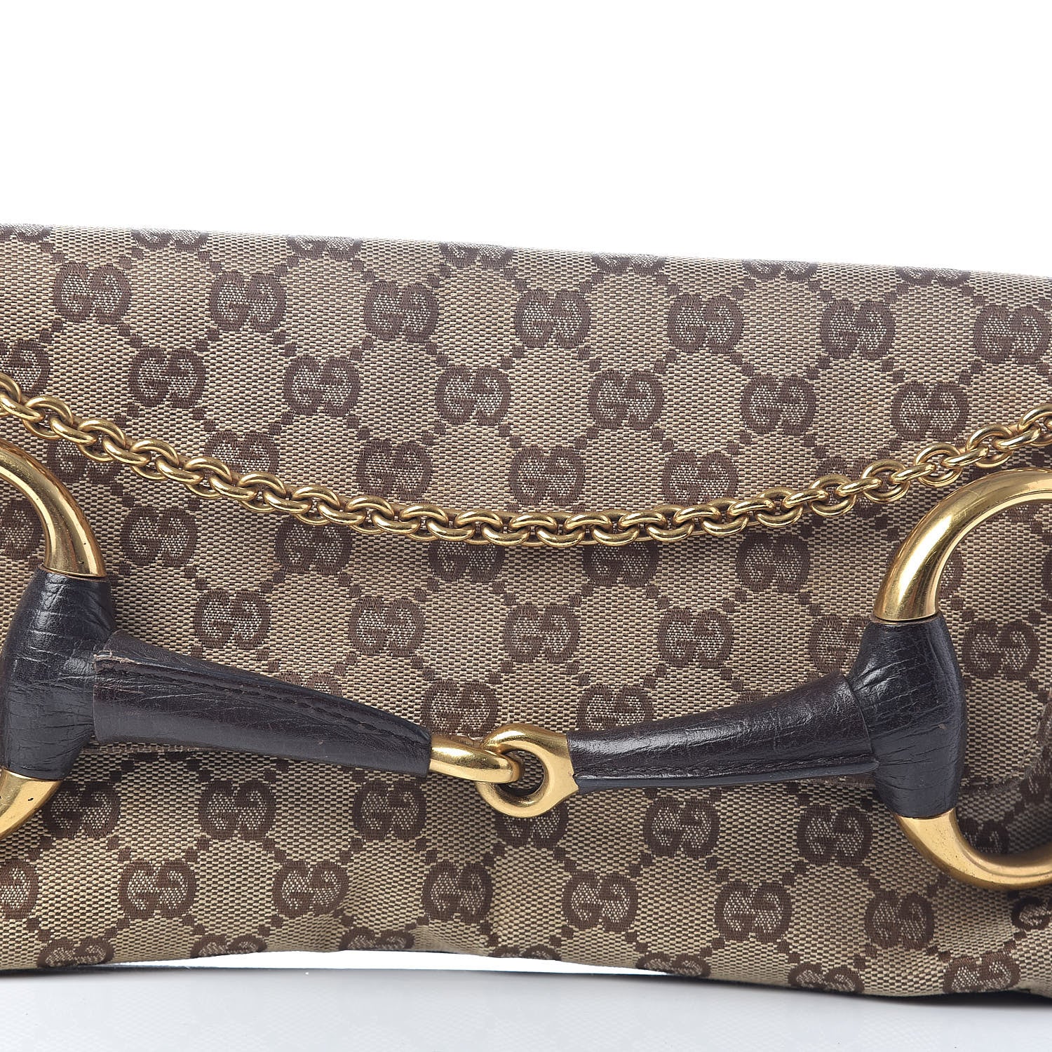 Gucci Monogram Studded Horsebit Clutch Dark Brown 7 of 10