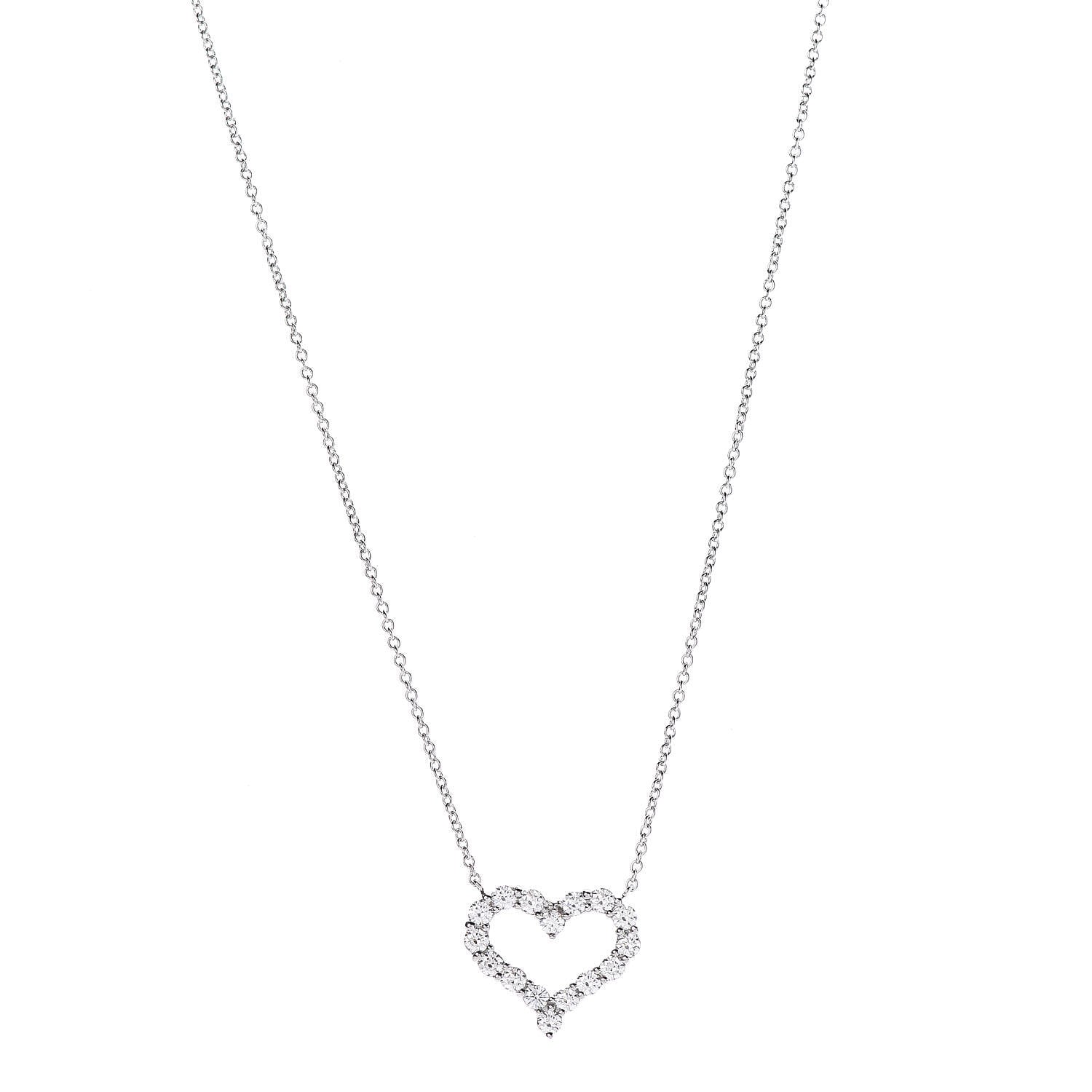 Tiffany Platinum Diamond Small Heart Pendant Necklace 1 of 6
