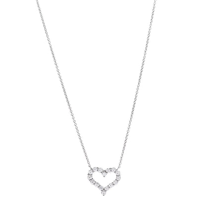 Tiffany Platinum Diamond Small Heart Pendant Necklace 1 of 6
