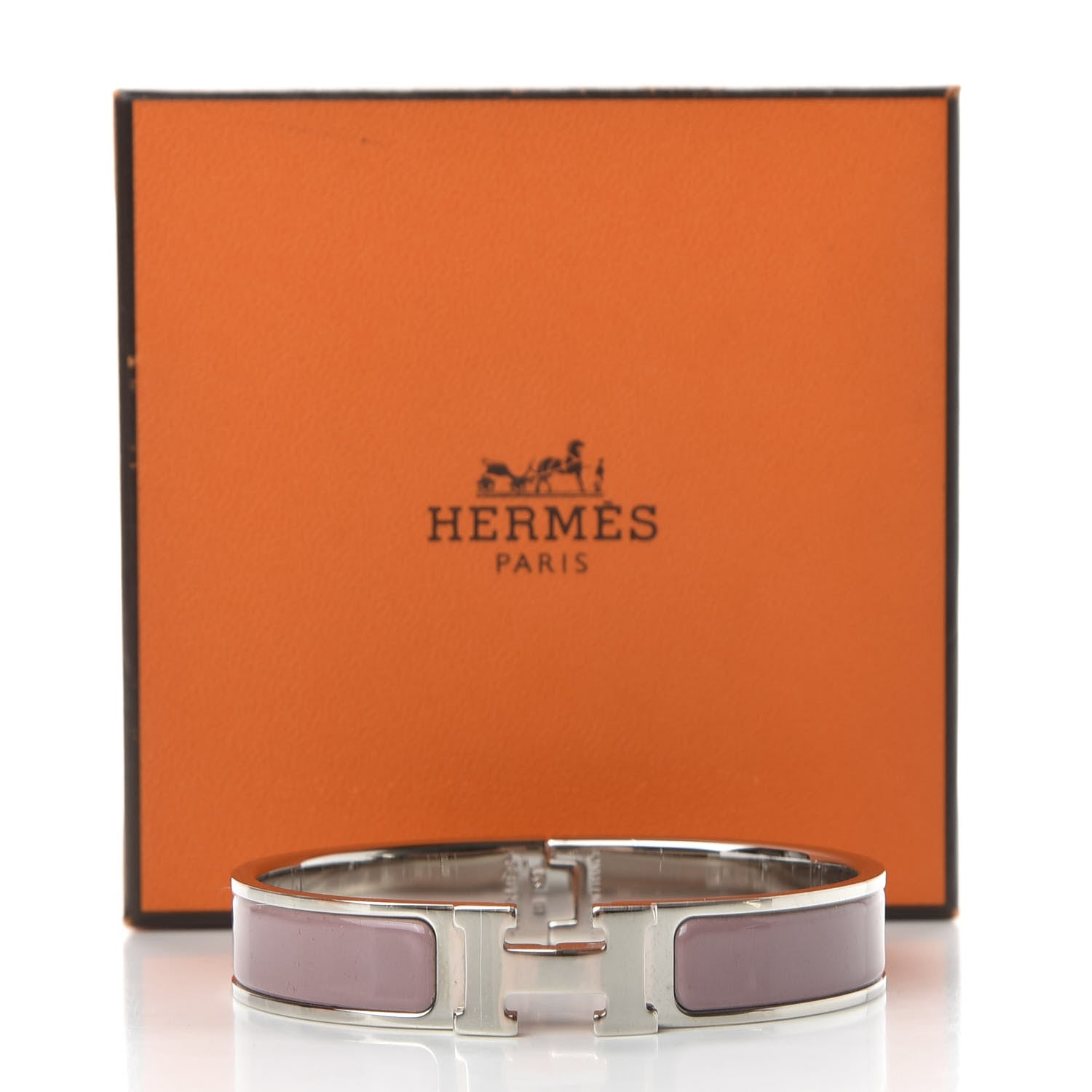 Hermes Enamel Narrow Clic Clac H Bracelet GM Dusty Rose 6 of 6