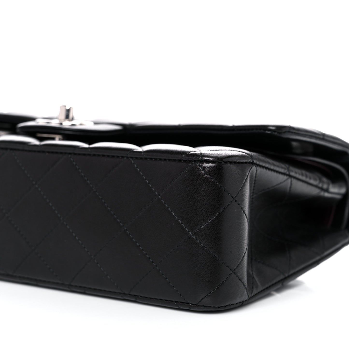 Lambskin Quilted Medium Double Flap Black