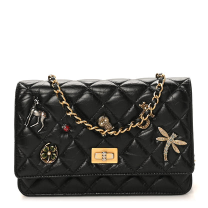 Chanel Aged Calfskin Lucky Charms 2.55 Reissue Wallet on Chain WOC Black 1 of 11