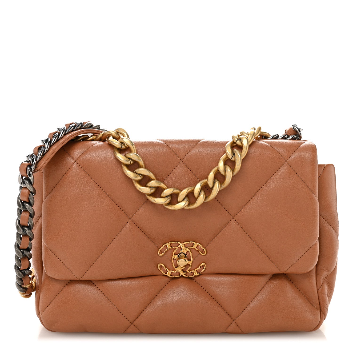 Chanel Lambskin Quilted Large Chanel 19 Flap Brown 1 of 10