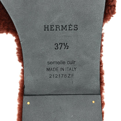 Hermes Woolskin Oran Sandals 37.5 Cognac 6 of 8