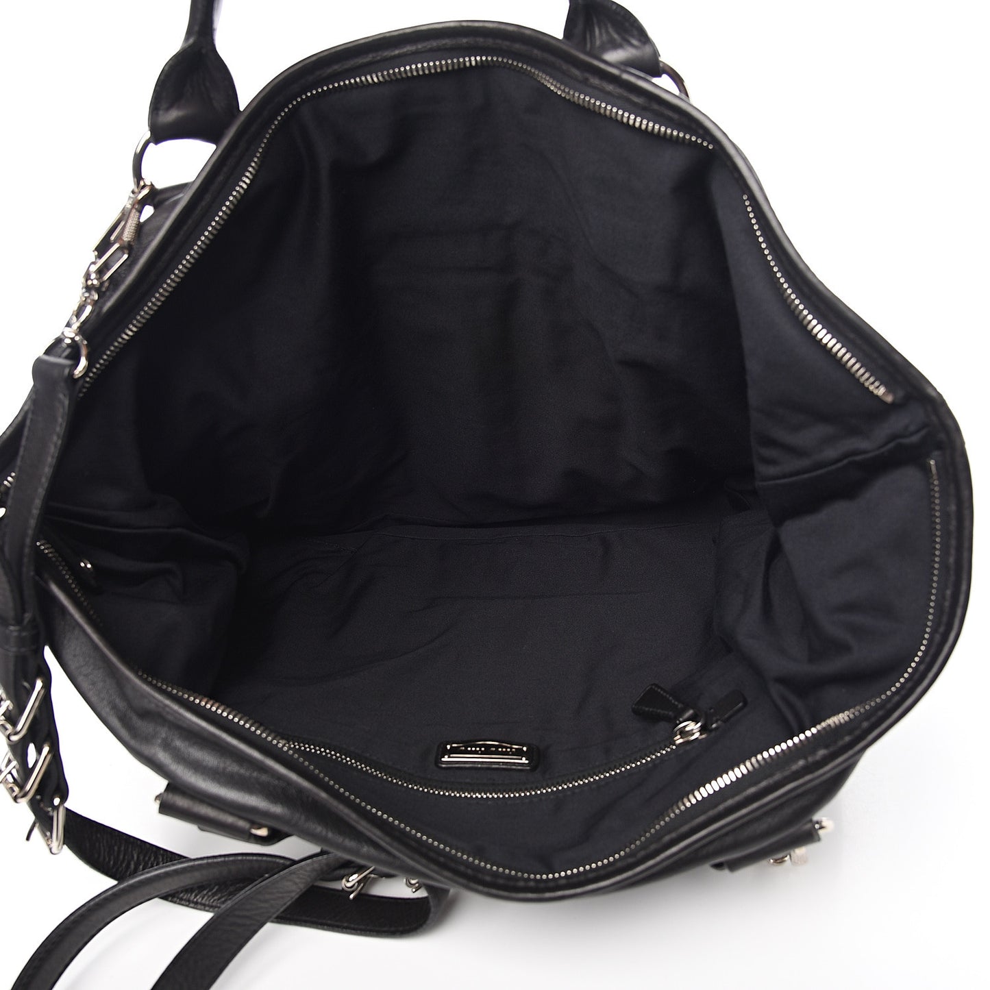 Nappa Plisse Zip Satchel Black