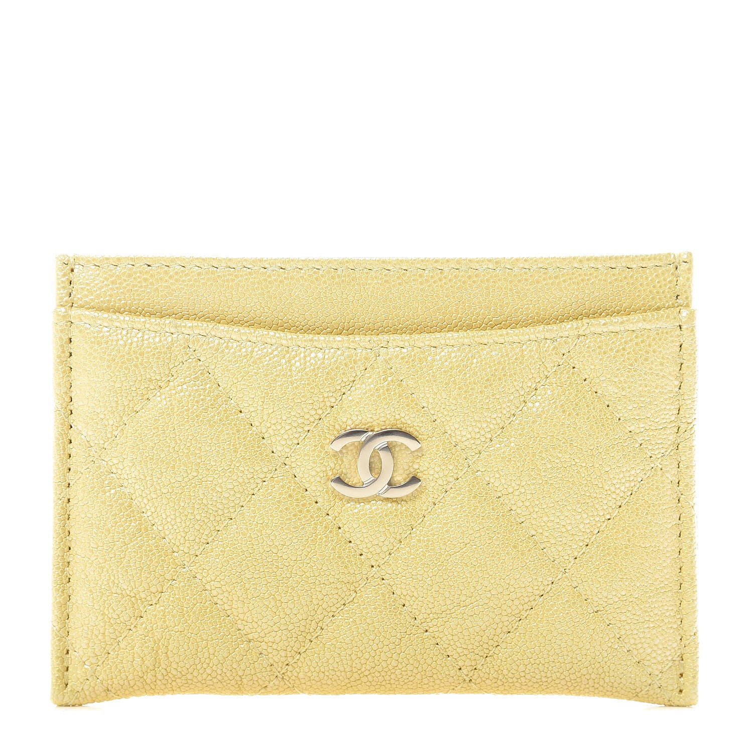 Chanel Iridescent Caviar Quilted Card Holder Yellow 1 of 9