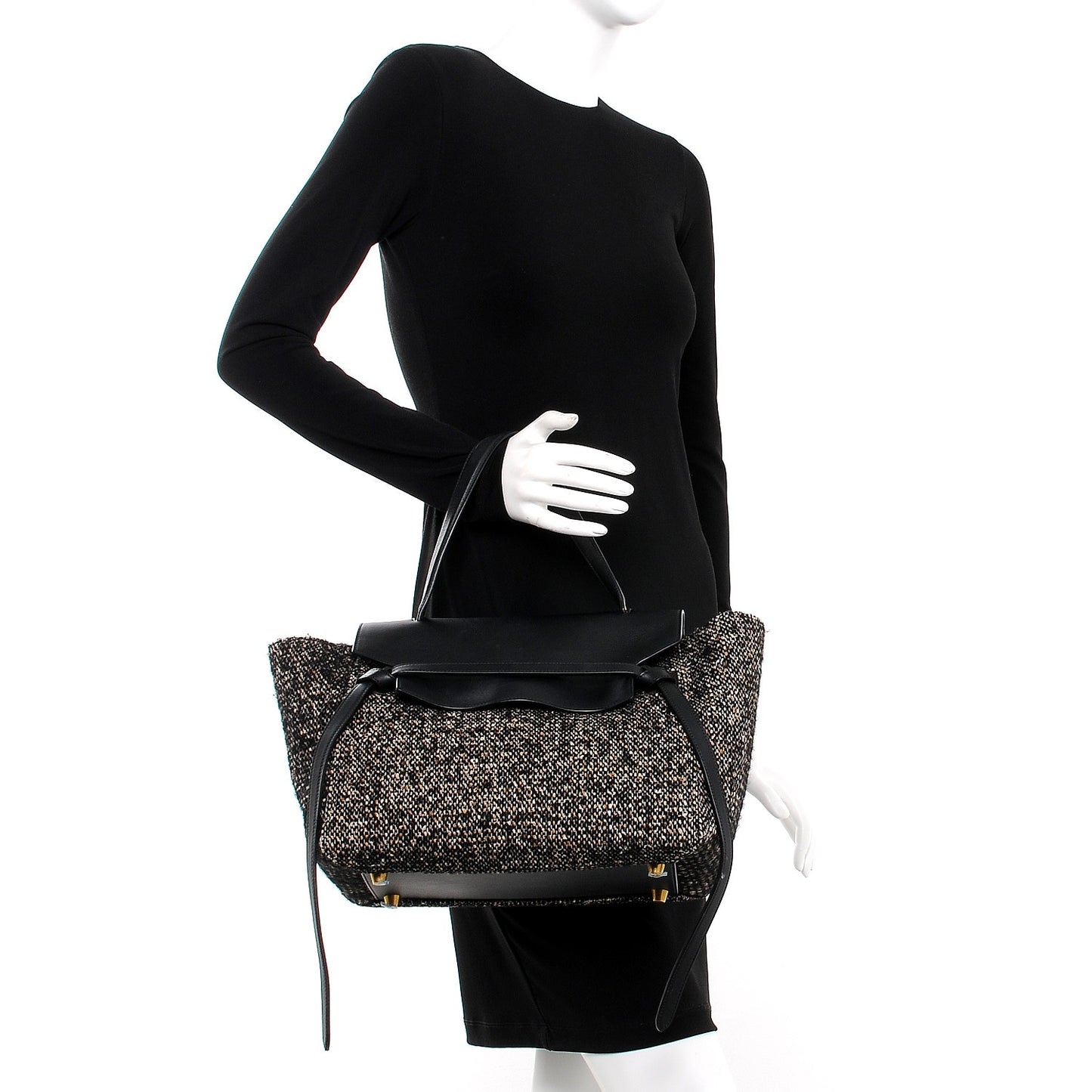 Tweed Calfskin Small Belt Bag Black