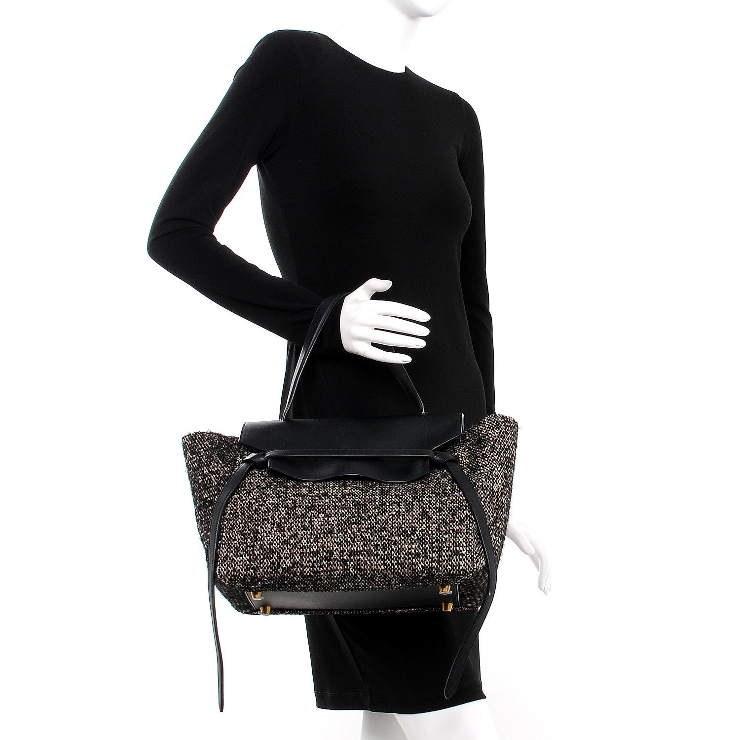 Celine Tweed Calfskin Small Belt Bag Black 2 of 9