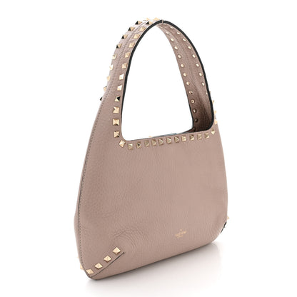Valentino Garavani Pebbled Calfskin Small Rockstud Flip Lock Hobo Poudre 3 of 10
