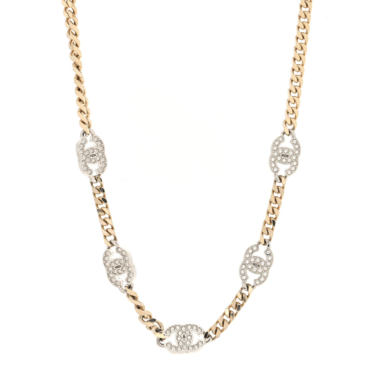 Crystal Chain CC Link Choker Gold Silver