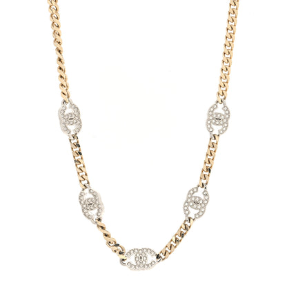 Chanel Crystal Chain CC Link Choker Gold Silver 1 of 5