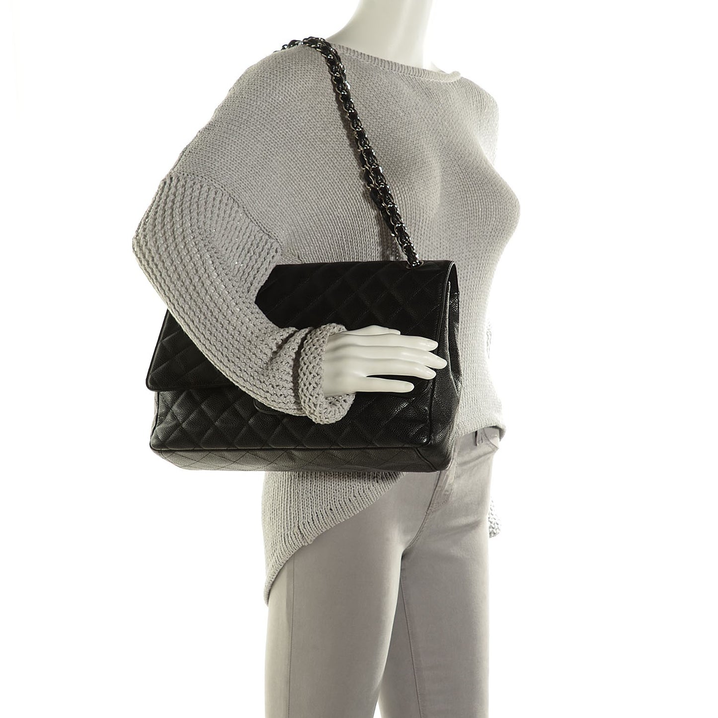 Caviar Quilted Maxi Single Flap Black
