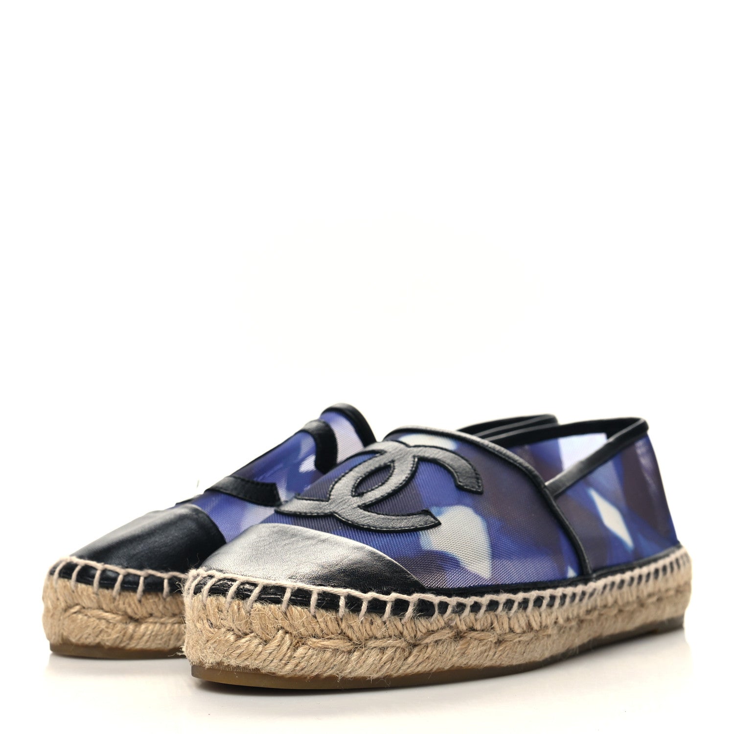 Chanel Mesh Grosgrain CC Espadrilles 35 Purple Black 3 of 8