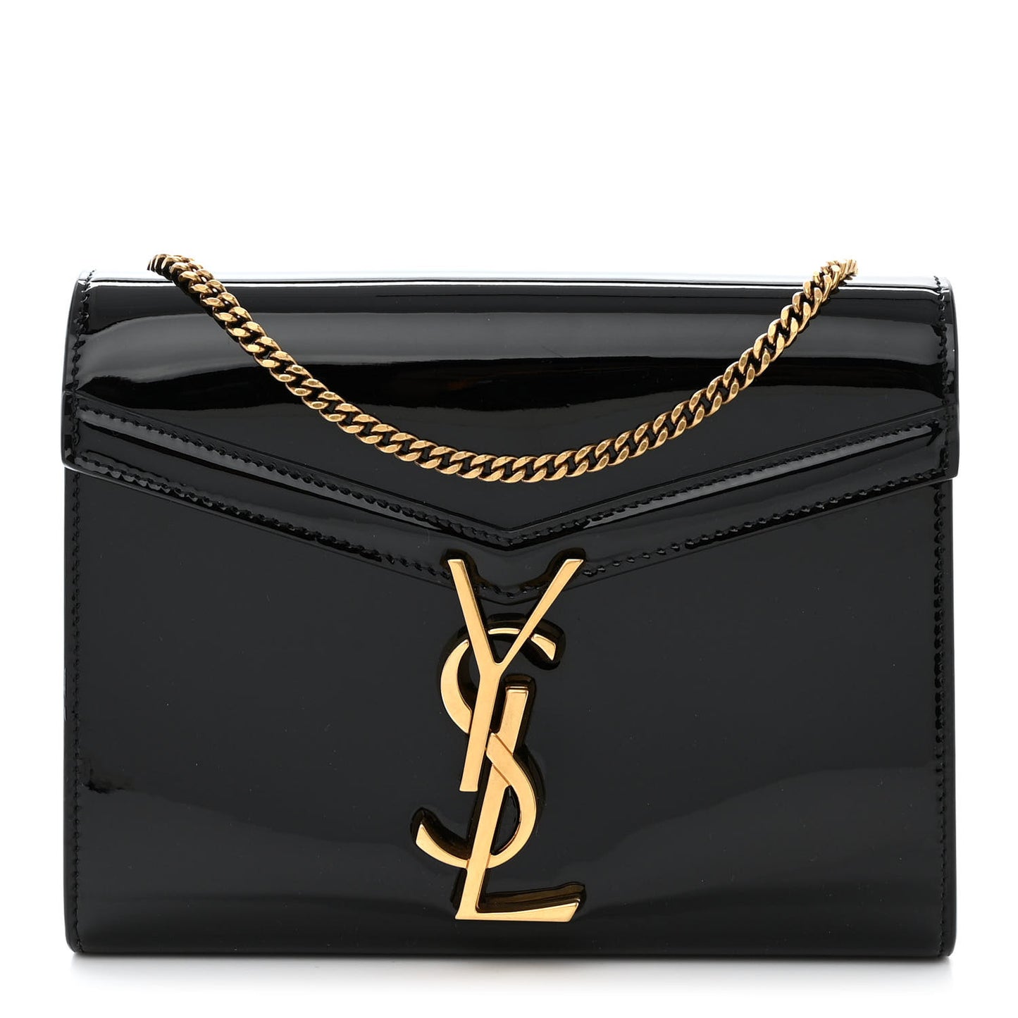 Patent Monogram Cassandra Chain Wallet Black