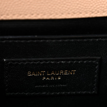Saint Laurent Grain De Poudre Textured Mixed Matelasse Medium Triquilt Monogram Satchel Dark Beige 6 of 14